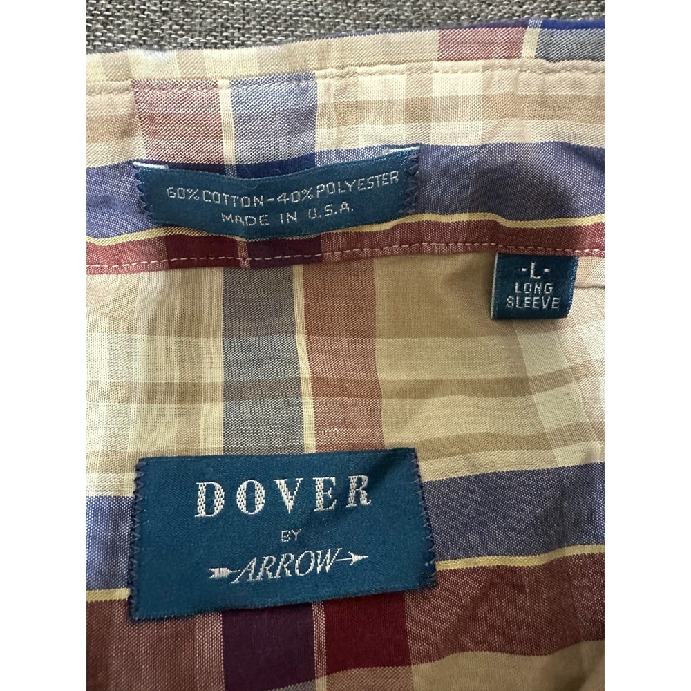 Dover By Arrow Men's L Plaid Long Sleeve‎ Shirt - Picture 6 of 7